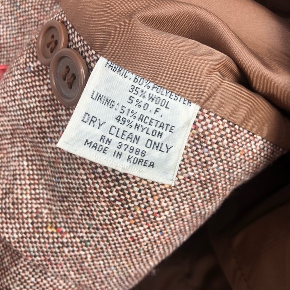 VINTAGE PAT HILTON Tweed Suit Jacket Blazer Brown Puff Embroidered Size 7/8 - Picture 12 of 13